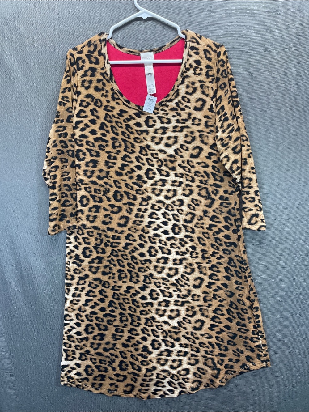 Chico's Cozy Tee Leopard Print Midi Dress - Tan/Black